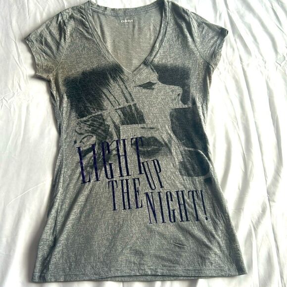 Express Short Sleeve “Light up the Night!” Women’s Tee Gray & Purple Size Small - Picture 1 of 6